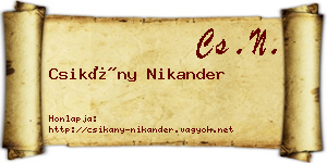 Csikány Nikander névjegykártya